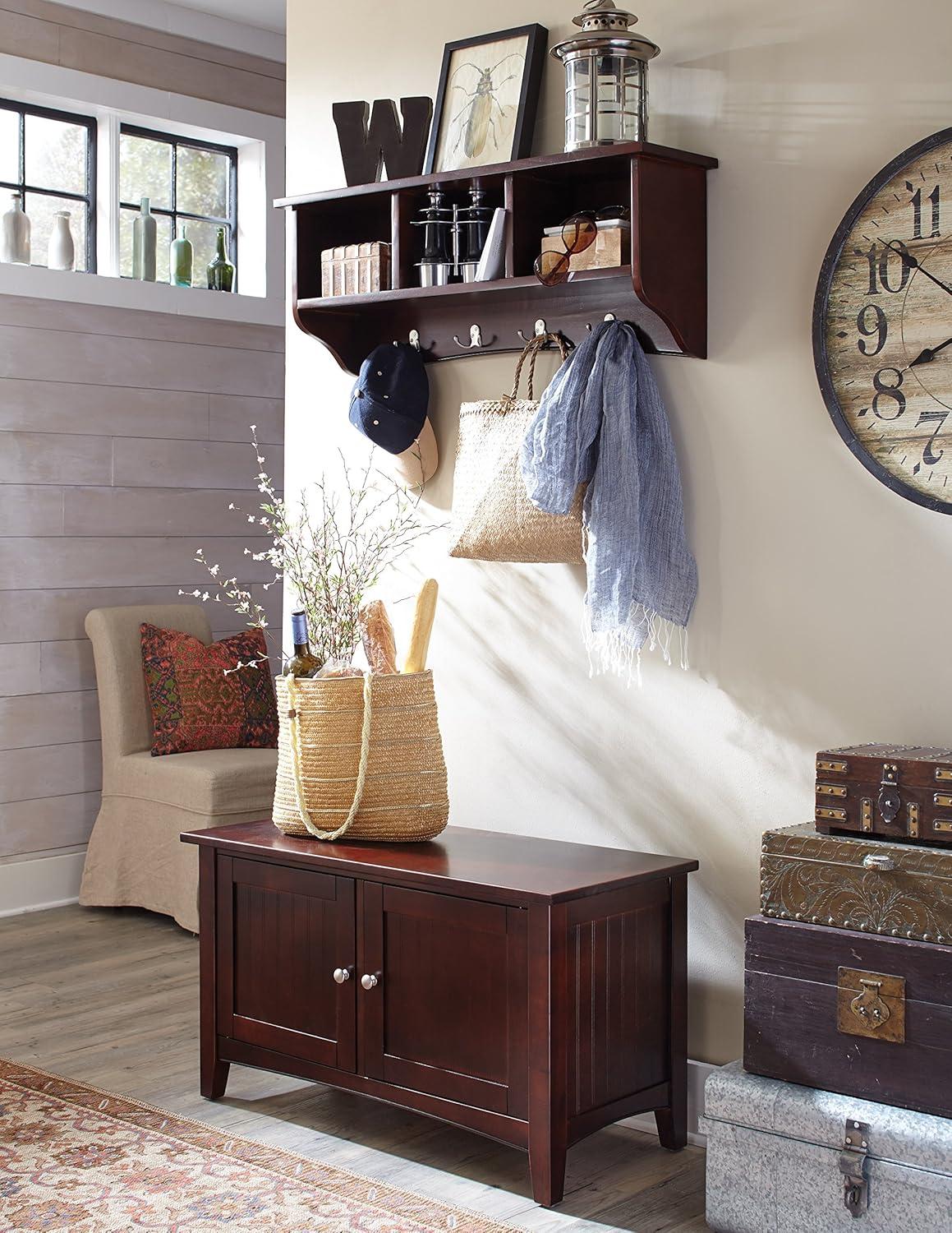 Shaker Cottage Storage Coat Hook with Cabinet Bench Set - Alaterre Furniture