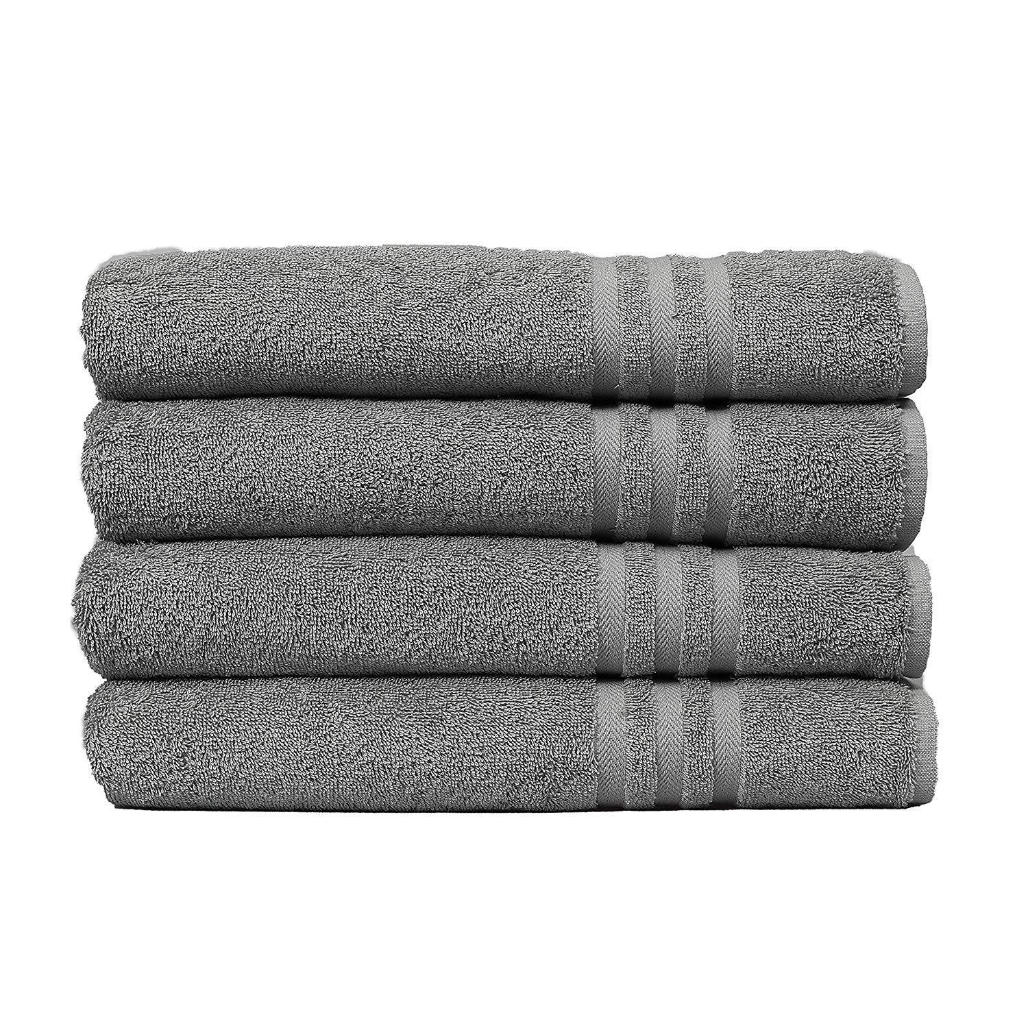 ECO TOWELS Premium Hotel & Spa Bath Towel Cotton, 27" x 54",Set of 4 (Grey)