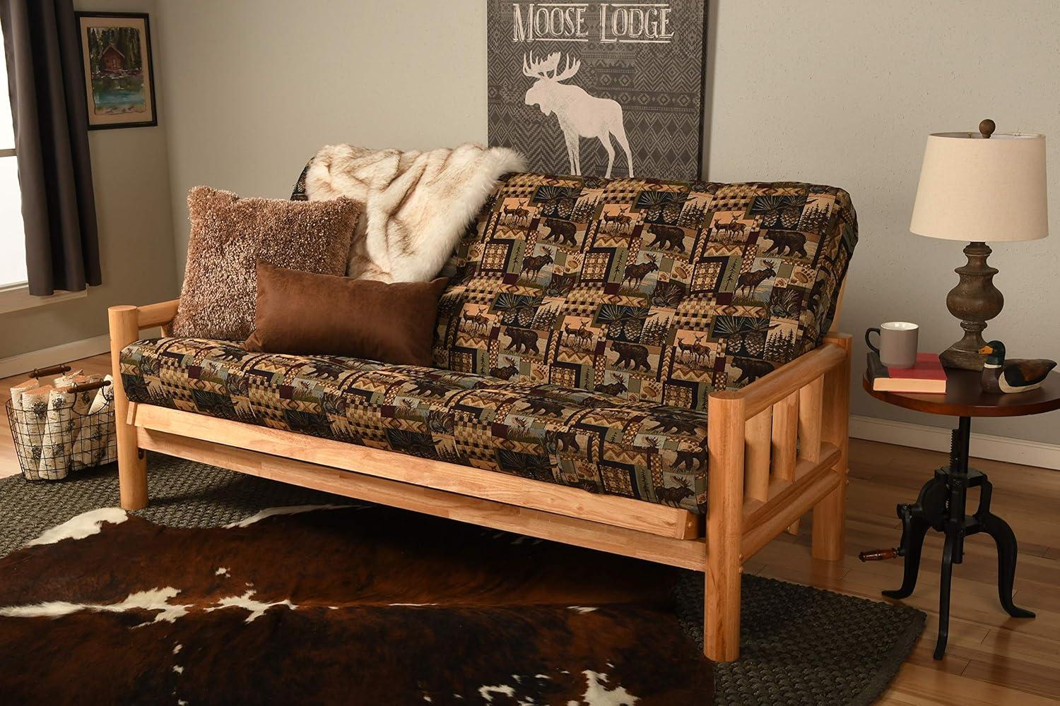 Kodiak Furniture Lodge Natural Futon with Multi-Color Fabric Mattress