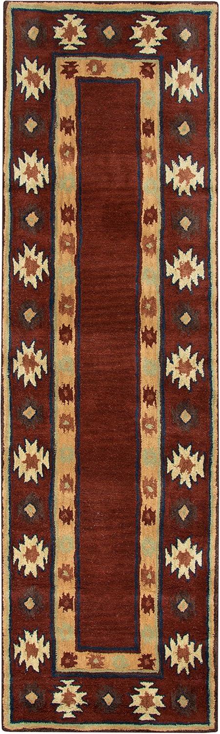 Hand-Tufted Artistic Southwest Wool Round Rug in Rich Red