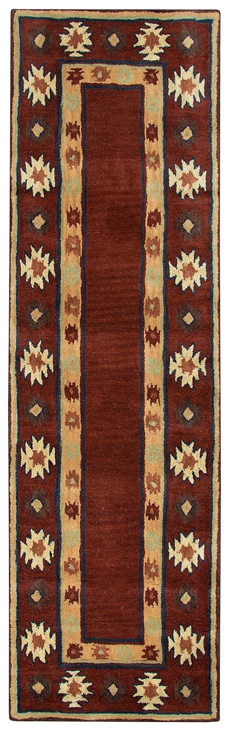 Hand-Tufted Artistic Southwest Wool Round Rug in Rich Red