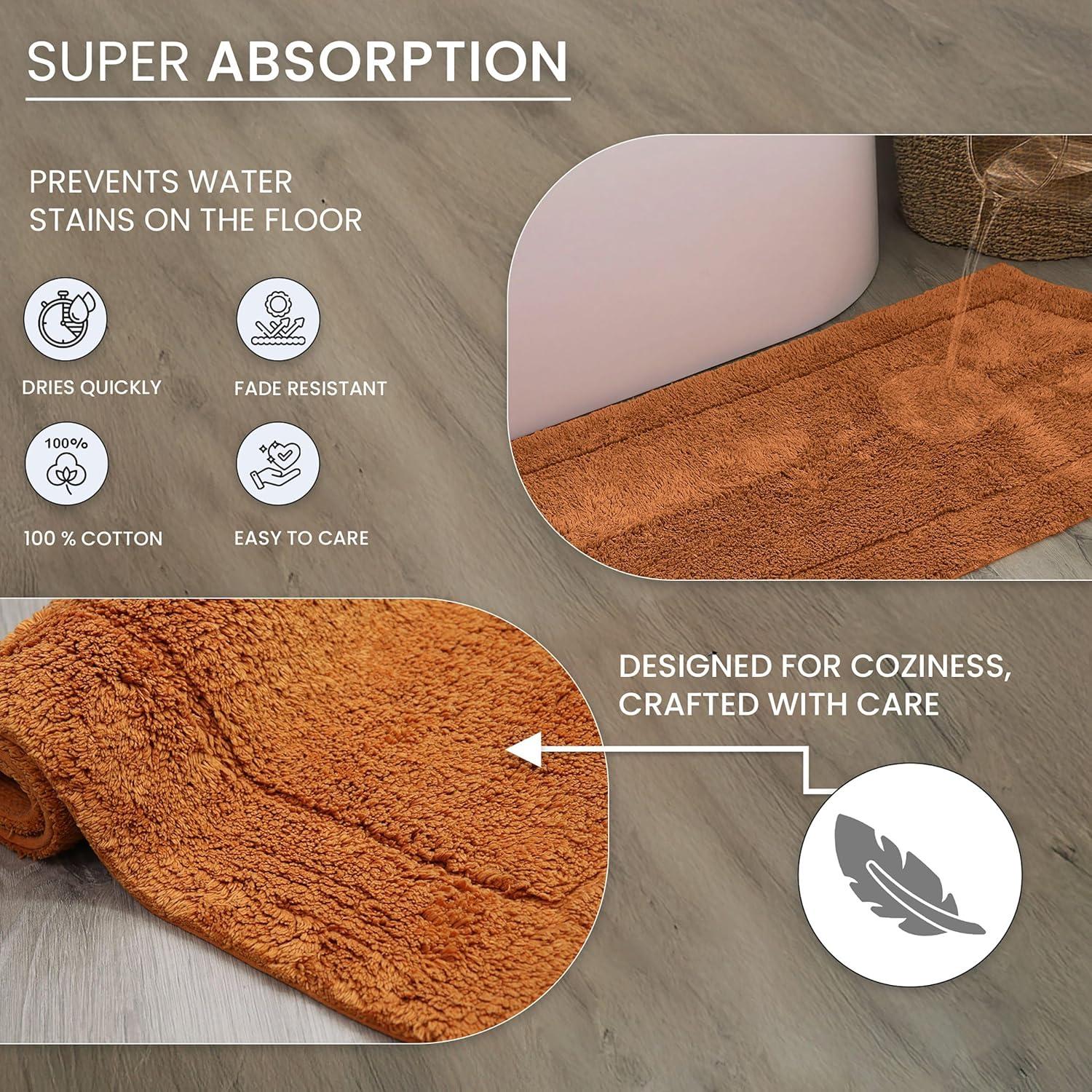 Home Weavers Waterford Collection 100% Cotton Tufted Bath Rug, Extra Soft and Absorbent Bath Rugs, Non-Slip Plush Bath Carpet, Machine Wash, Bath Mat for Bathroom, 30" Round, Terracotta