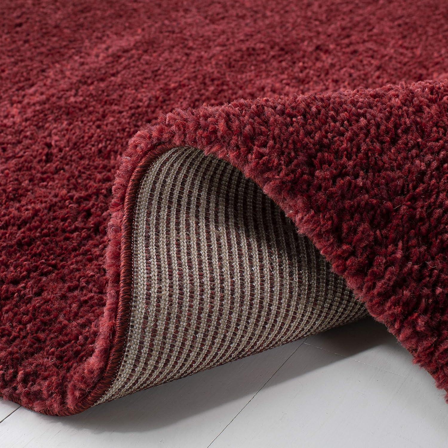 SAFAVIEH August Carlene Solid Plush Shag Area Rug, Burgundy, 3' x 5'