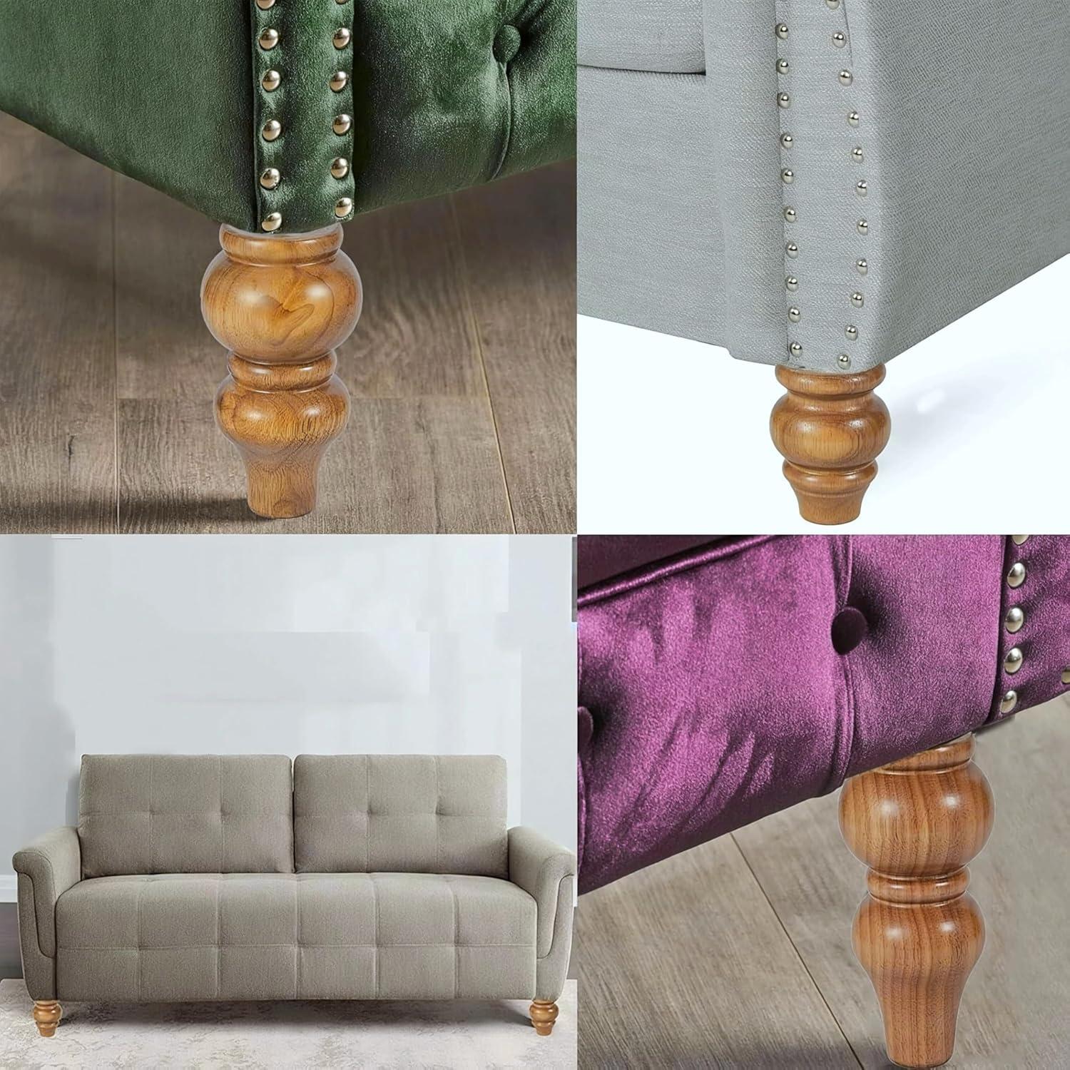 Wood Furniture Legs-Round Couch Legs, Sofa Legs Set of 4,Couch Legs Replacement,for Chair Legs Dresser Legs Cabinet Legs(6 inch Wood Color)