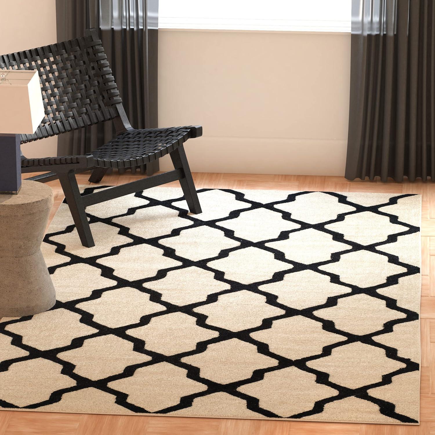 Handmade Cambridge Black/Ivory Wool 8' x 10' Tufted Area Rug