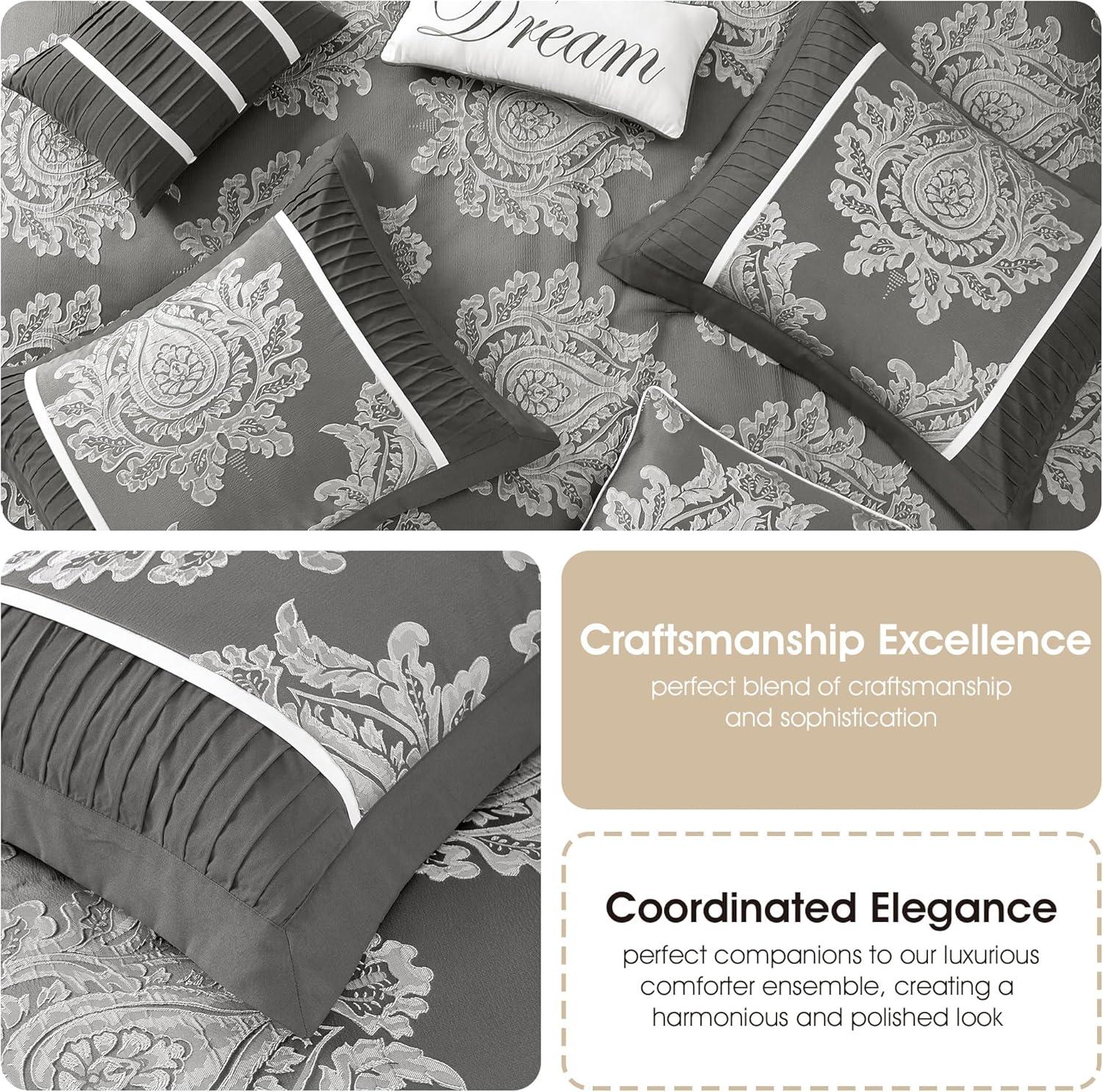 Nanshing America, Inc Therese 7 Piece Traditional Damask Comforter Set