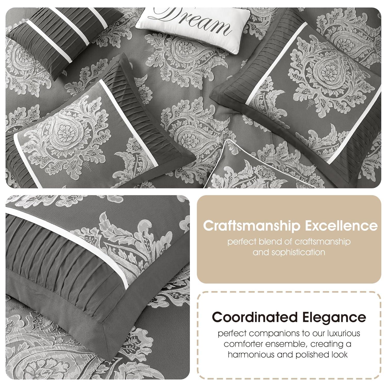 Nanshing America, Inc Therese 7 Piece Traditional Damask Comforter Set
