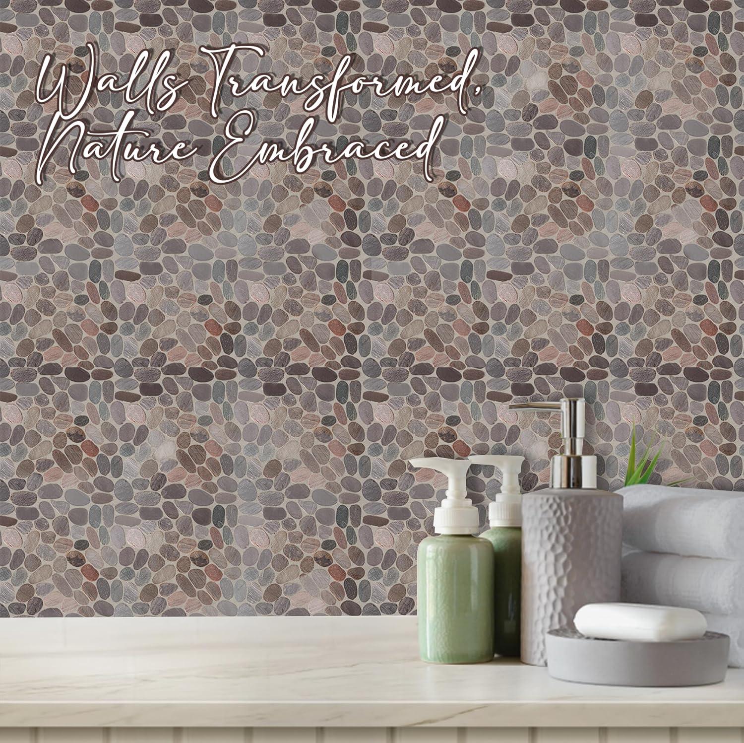 b.o.i Hawaii 12" x 12" Natural Stone Pebbles Mosaic Wall & Floor Tile