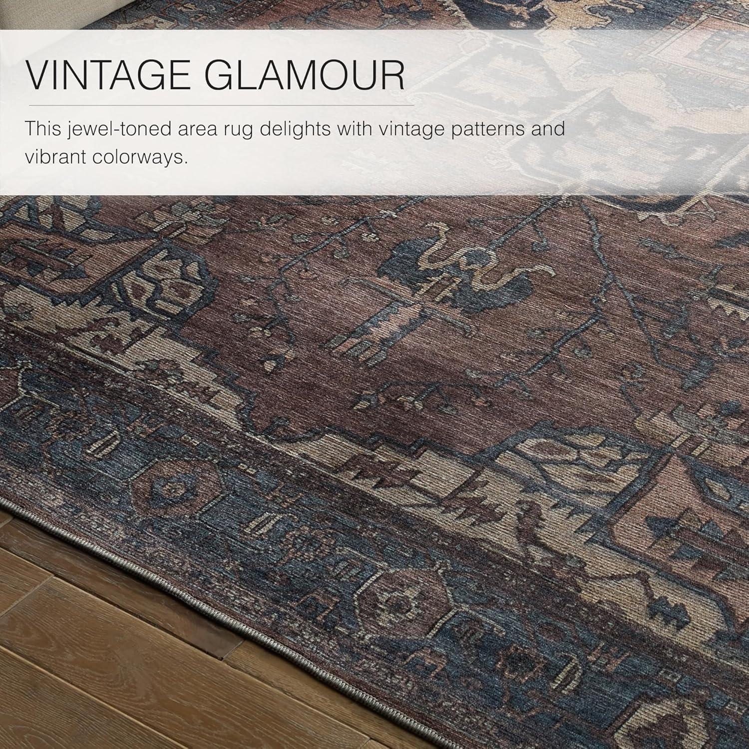Jaipur Living Soft 8x10 Large Area Rug, Boho, Blue/Dark Brown