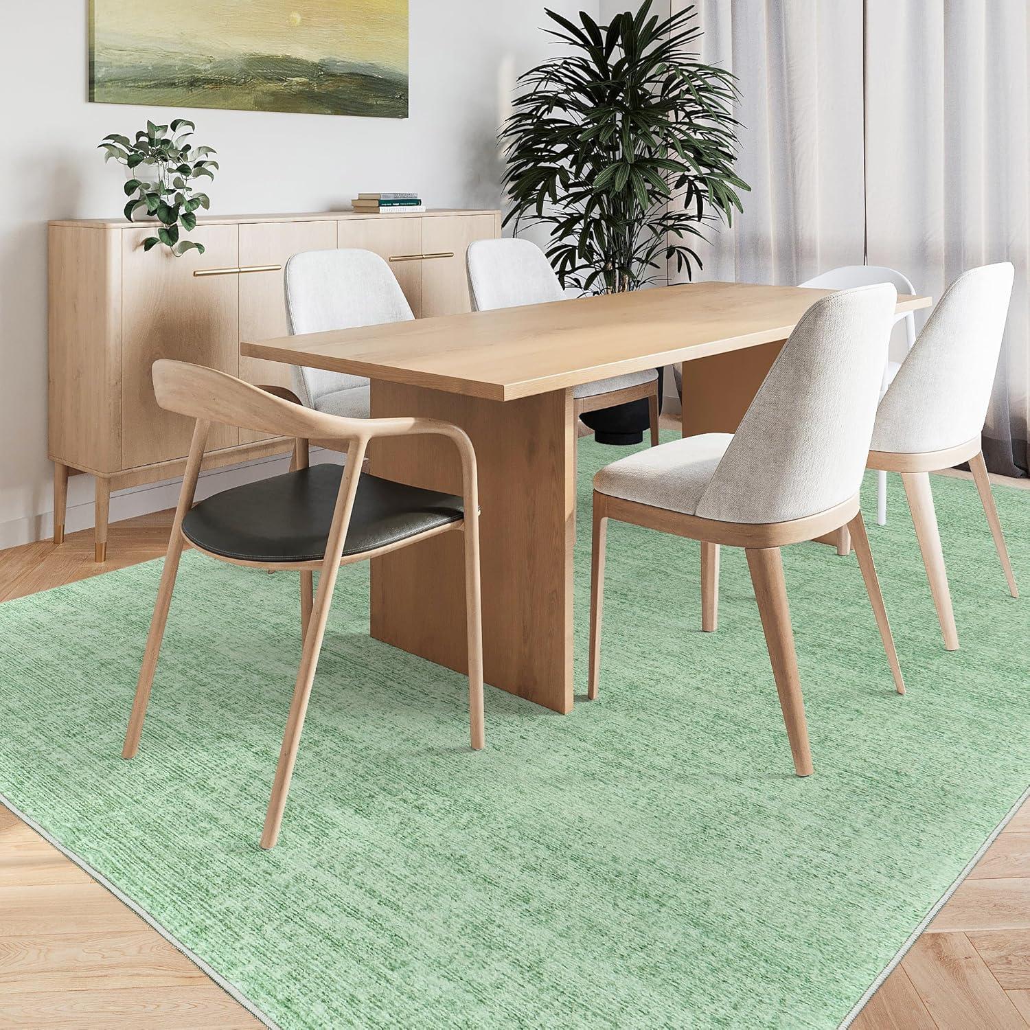 Sage Green Abstract Flat Woven Washable Area Rug