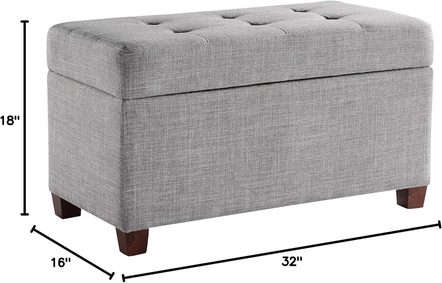 OSP Home Furnishings Storage Ottoman in Dove Gray Fabric
