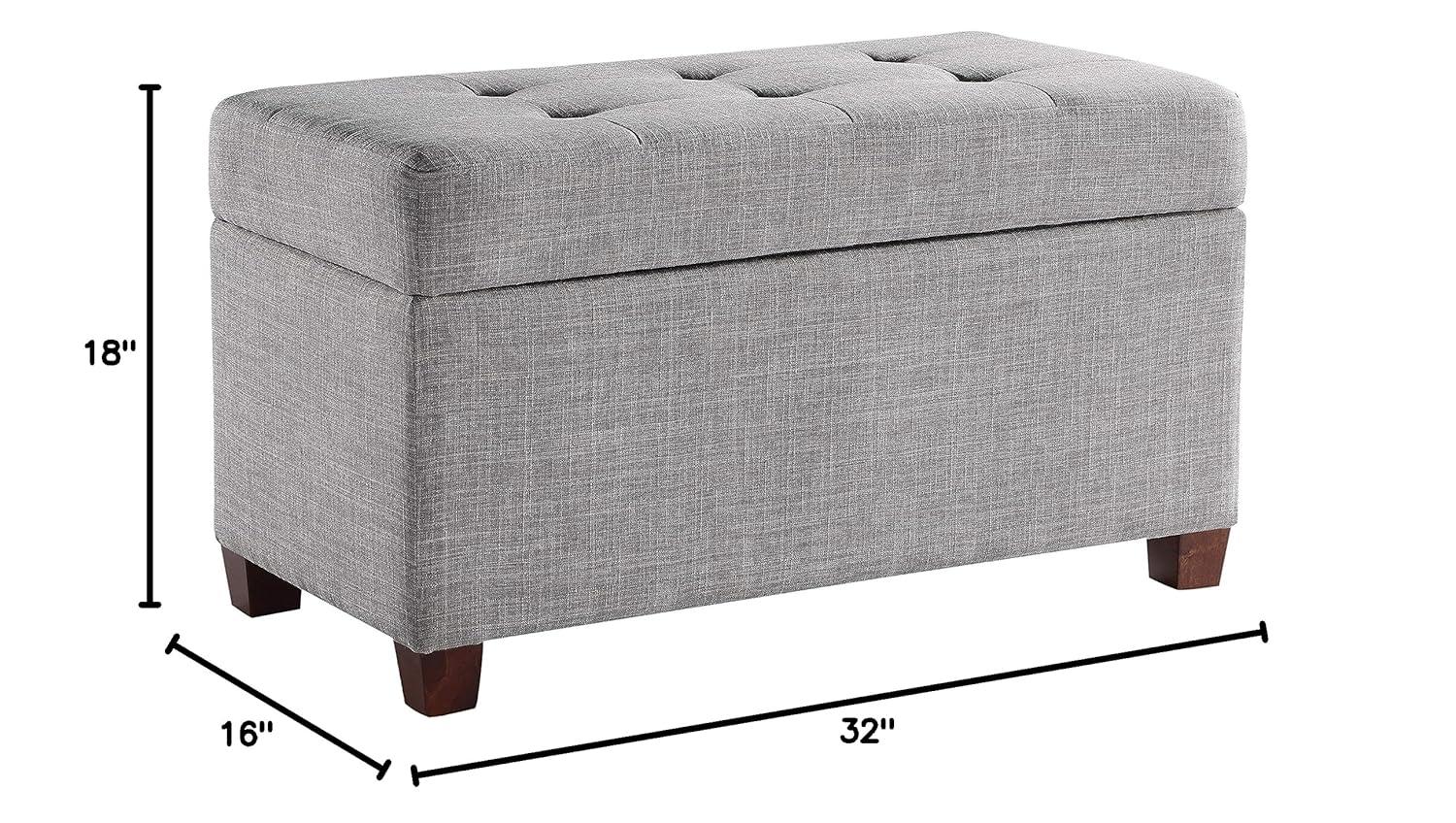 OSP Home Furnishings Storage Ottoman in Dove Gray Fabric