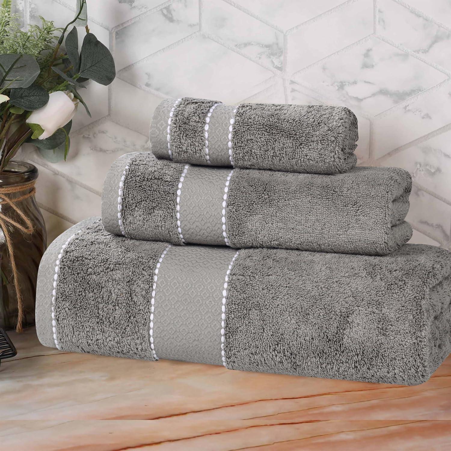 Superior Niles Egypt Produced Giza Cotton 3 Piece Towel Set, Charcoal