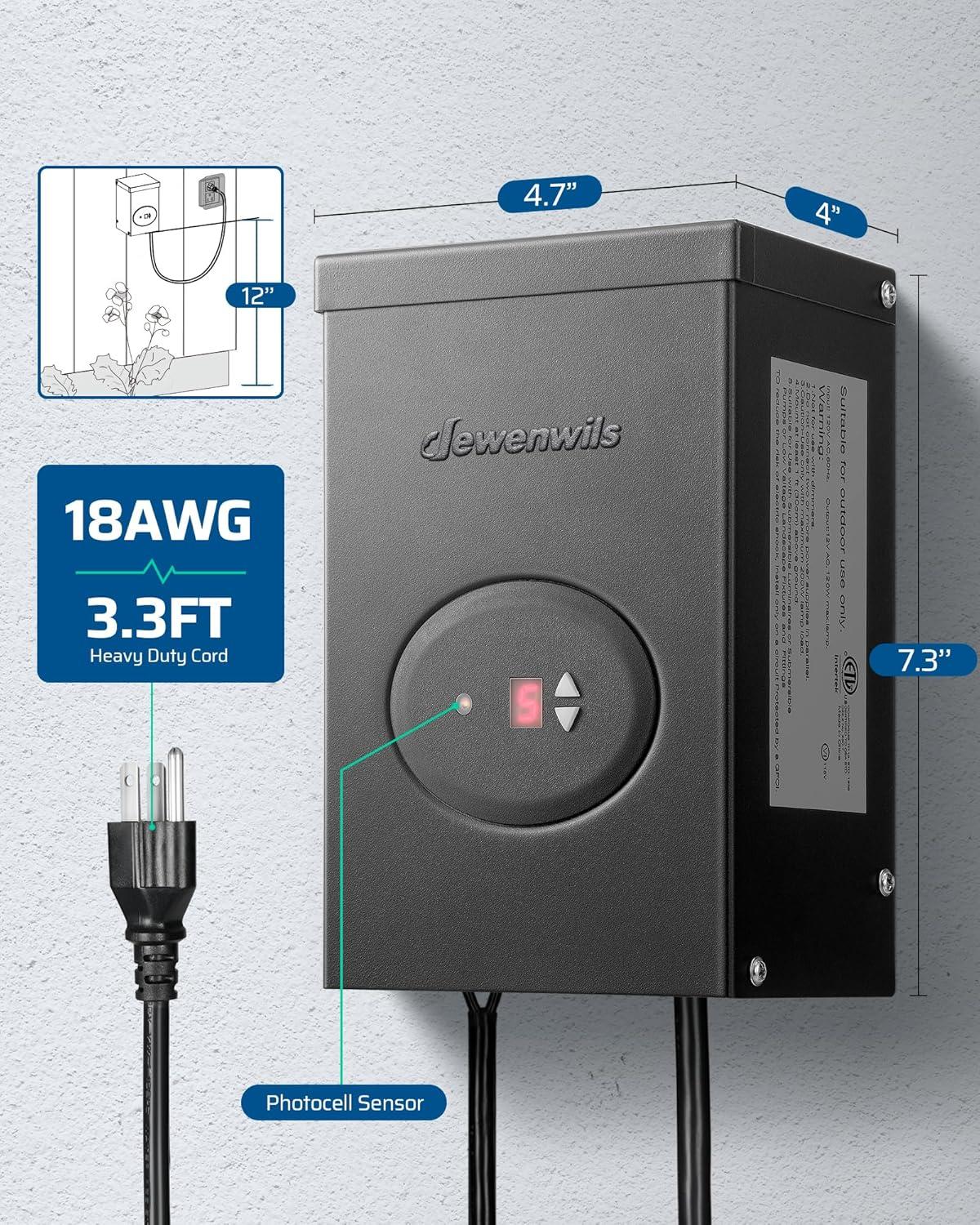 120W Black Metal Outdoor Landscape Transformer with Timer