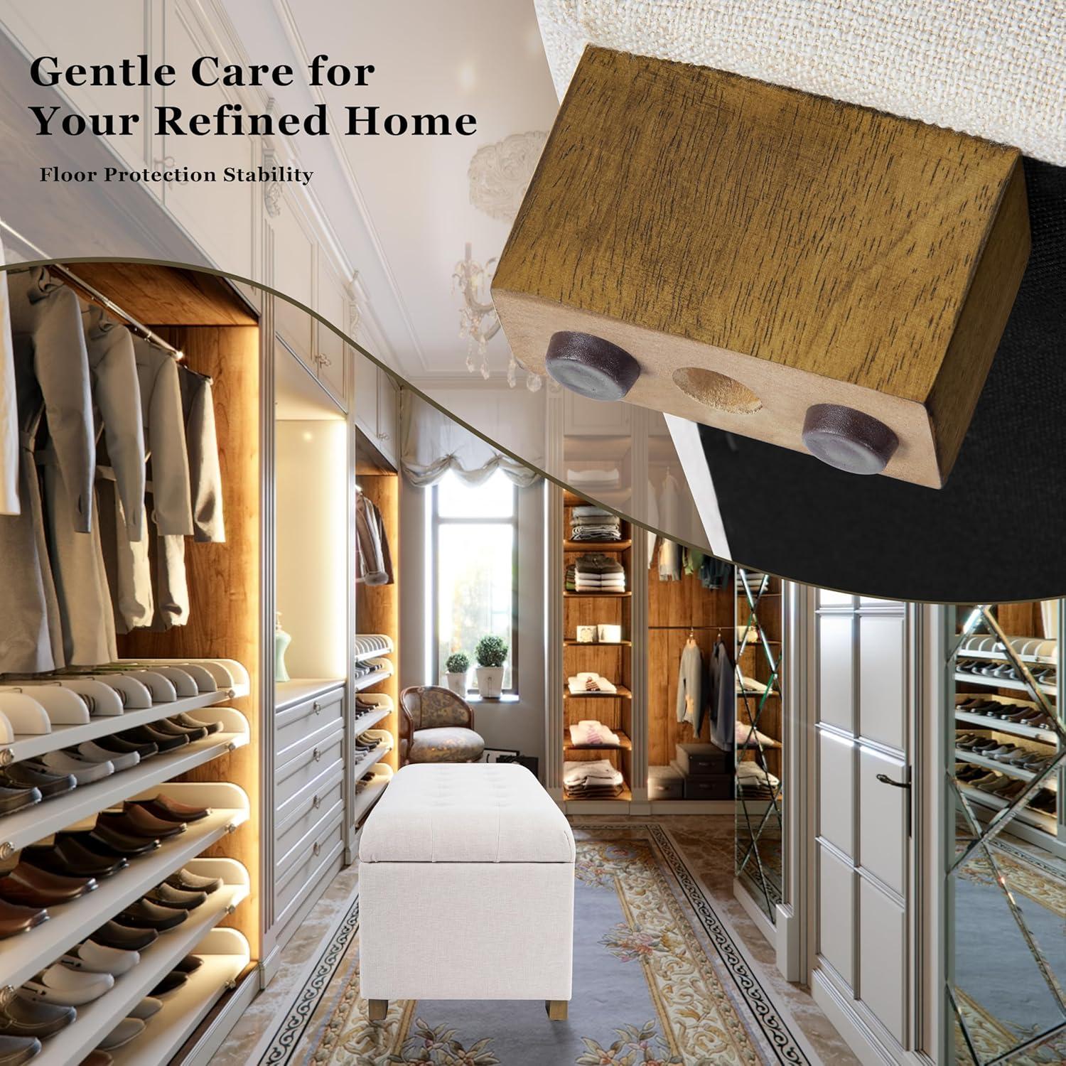 Classic Large Tufted Storage Bench Light Gray - HomePop: Upholstered Ottoman, Bedroom & Entryway Seating