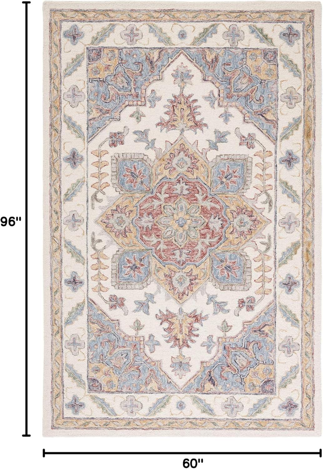 Metro MET352 Hand Tufted Indoor Area Rug - Ivory/Rust - 5'x8' - Safavieh