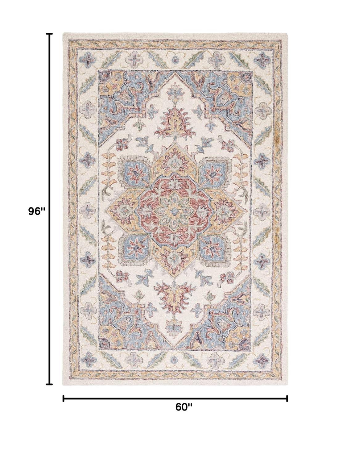 Metro MET352 Hand Tufted Indoor Area Rug - Ivory/Rust - 5'x8' - Safavieh