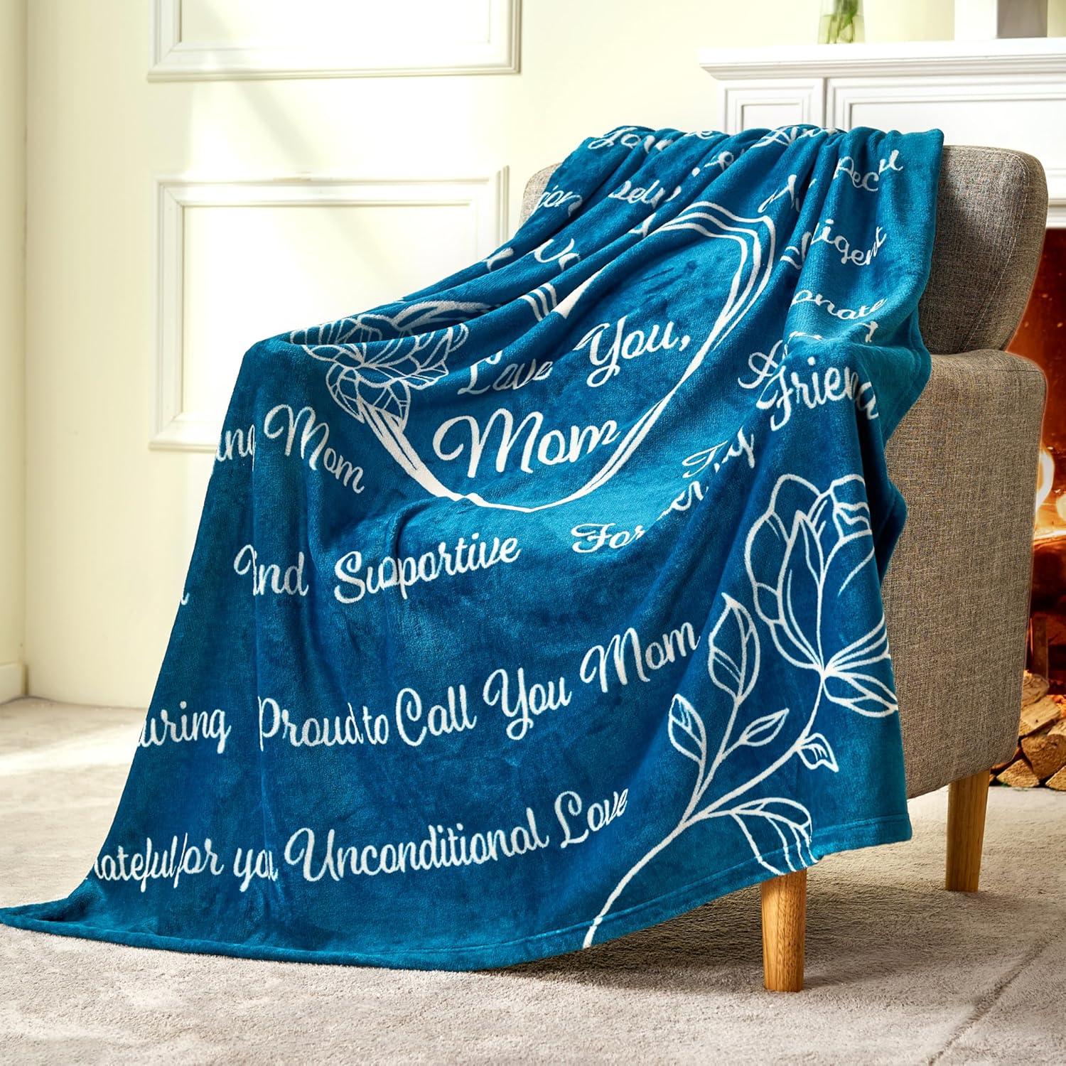 SYNCFUN Soft Warm Hug Blanket - Compassion Throw Blanket Gift with Inspirational Words & Prayer, Purple Gift Blanket for Women Mom Friend 50" x 60"