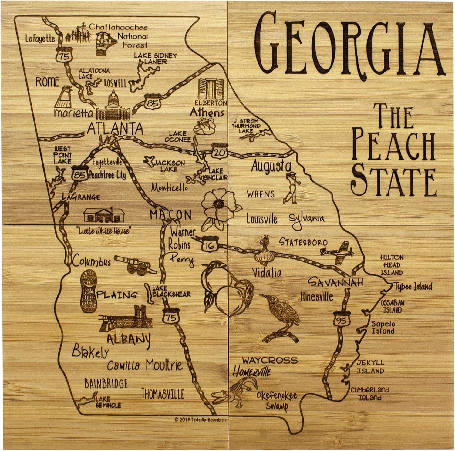 Georgia State Bamboo Puzzle Coaster Set with Case