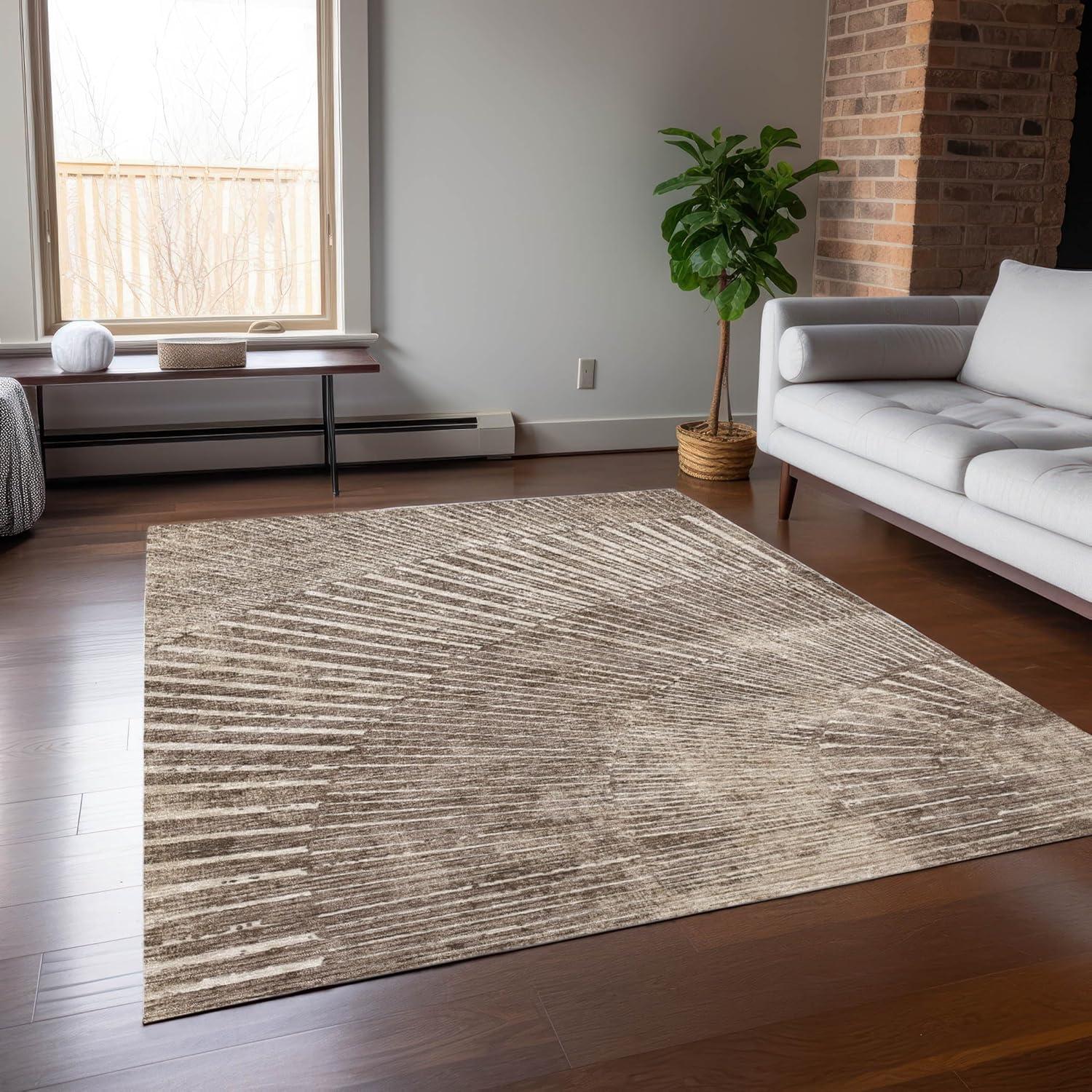 Taupe Synthetic Flat Woven 10' x 14' Rectangular Rug