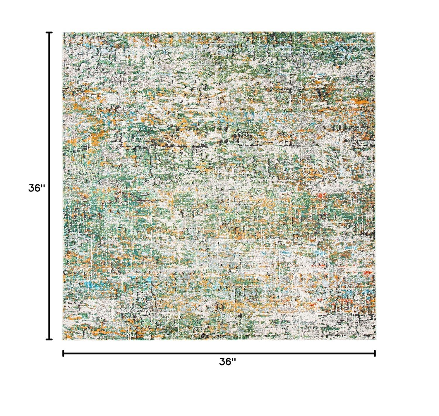 Madison MAD460 Power Loomed Indoor Accent Rug - Green/Turquoise - 3'x3' - Safavieh