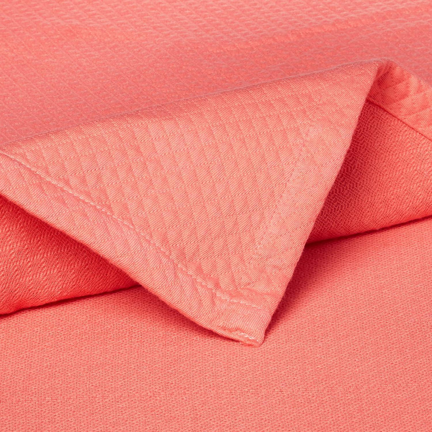 Superior Lightweight Cotton Modern Solid 4-Piece Bedspread Set, Twin, Coral