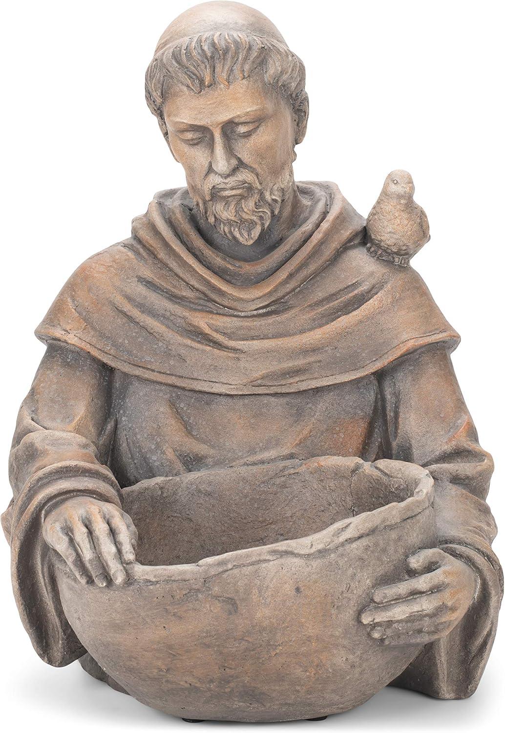Roman 19" St. Francis Outdoor Garden Statue with Birdbath