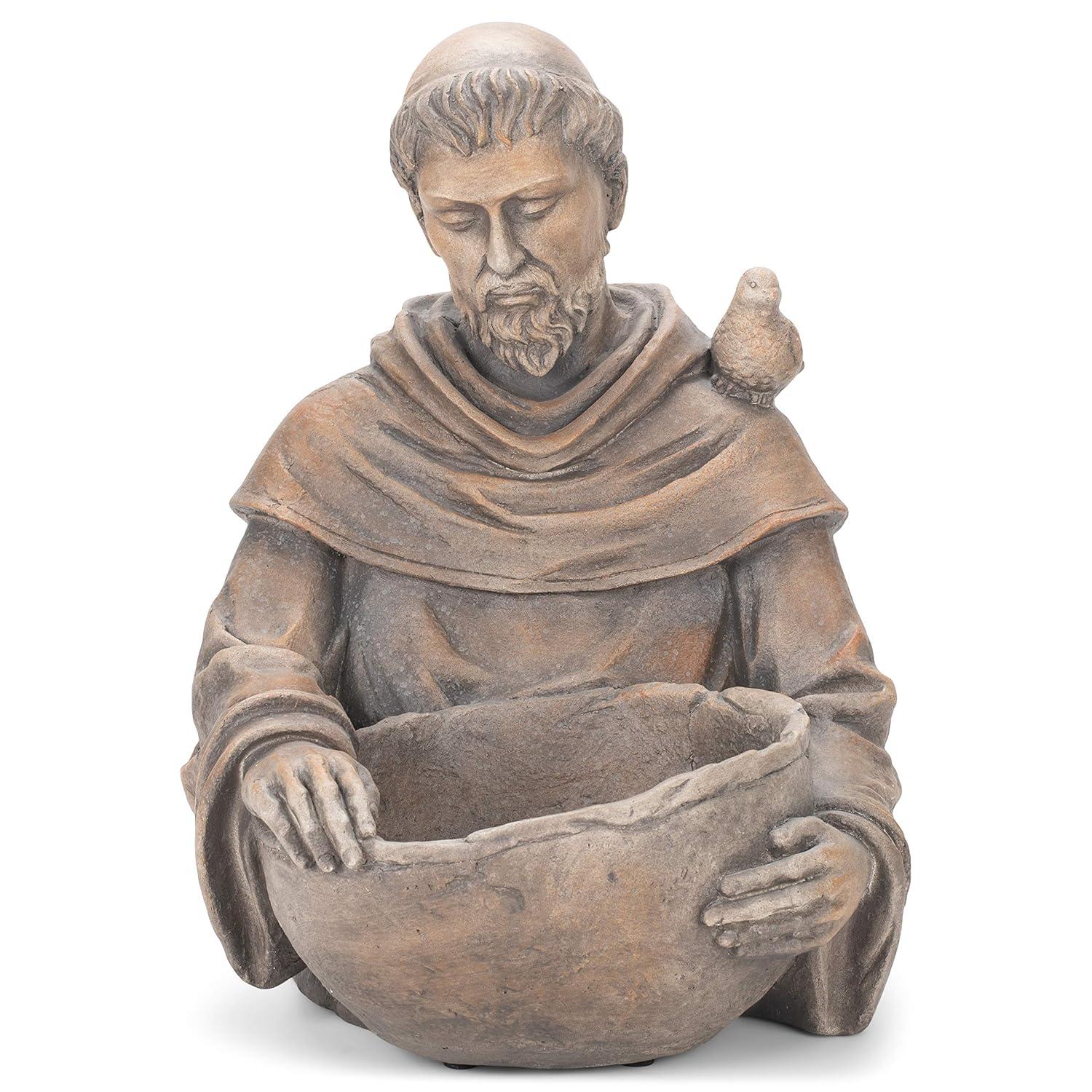 Roman 19" St. Francis Outdoor Garden Statue with Birdbath