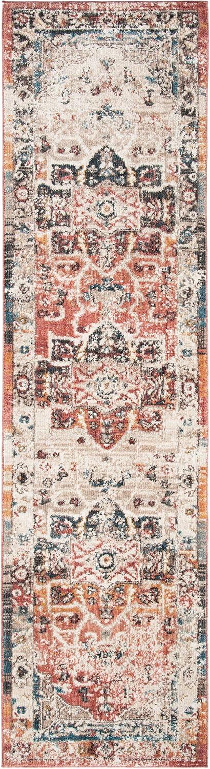 Ivory Blue Medallion 2' x 8' Hand-Knotted Synthetic Runner Rug