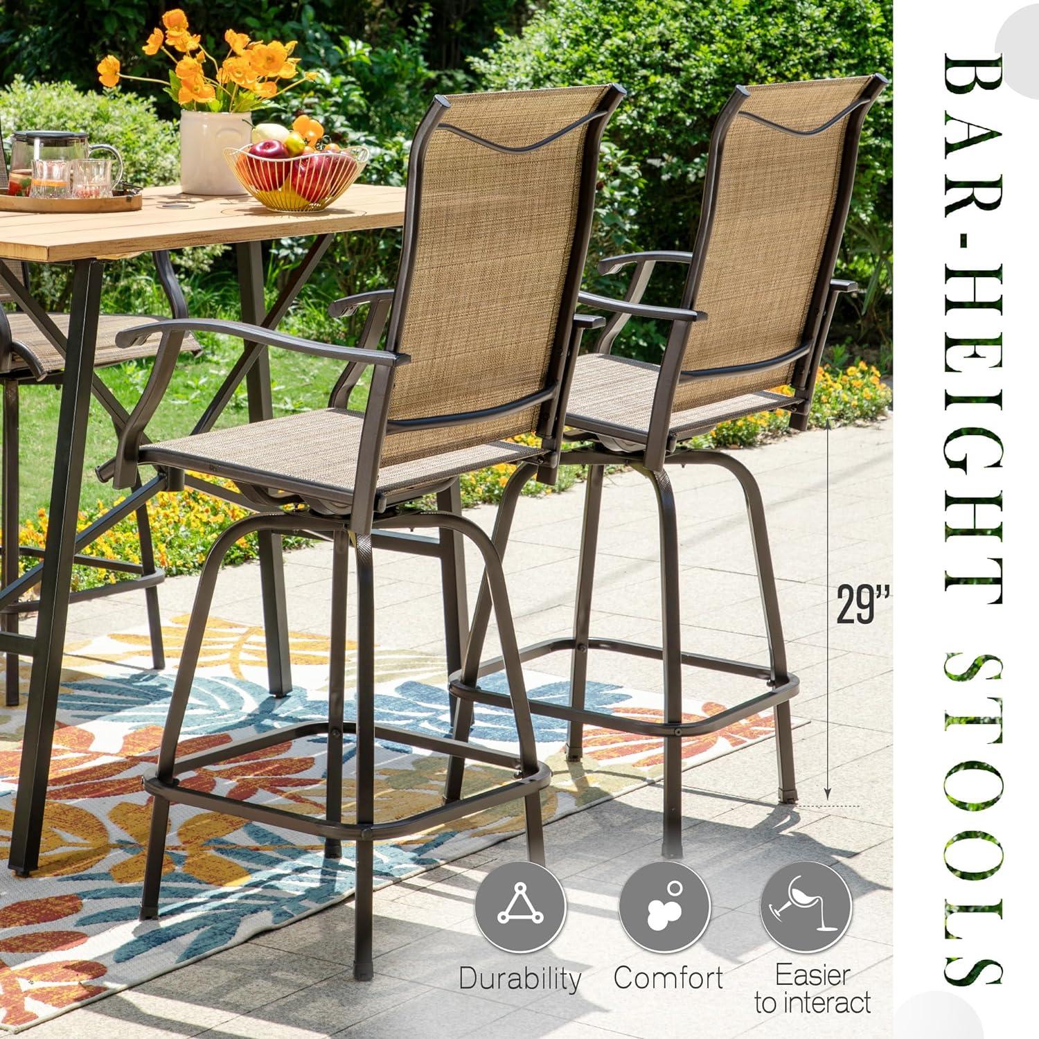 MAISON ARTS Oudoor  All-weather Swivel Patio Bar Stools (Set of 2) - N/A