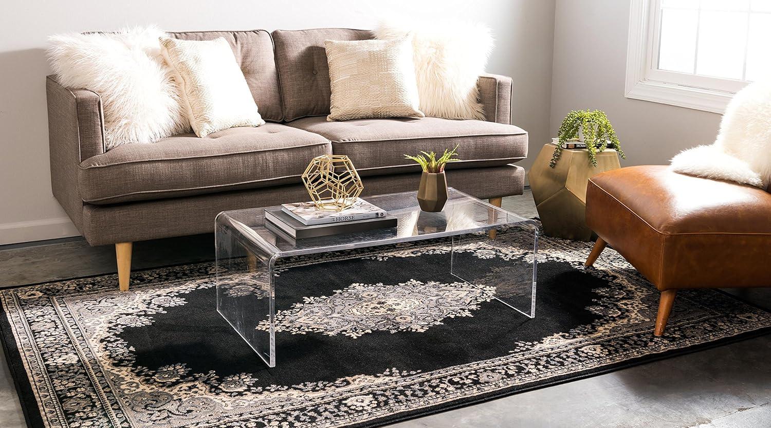 Unique Loom Reza Collection Area Rug - Washington (9'  x 12' Rectangle Black/Gray)