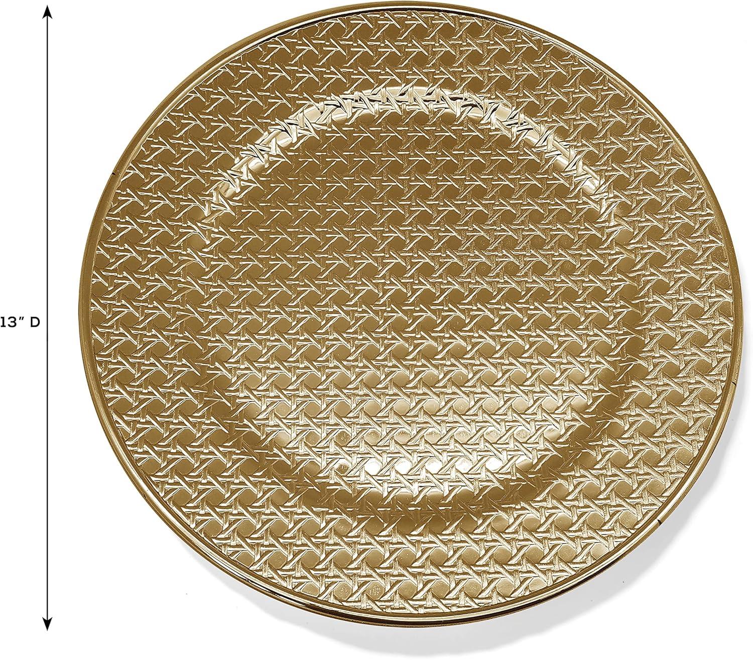 Gold 13" Decorative Polymer Charger Plates, Set of 4