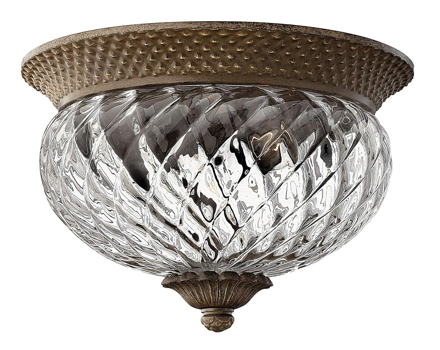 Pearl Bronze Dual-Light Flush Mount with Clear Optic Glass