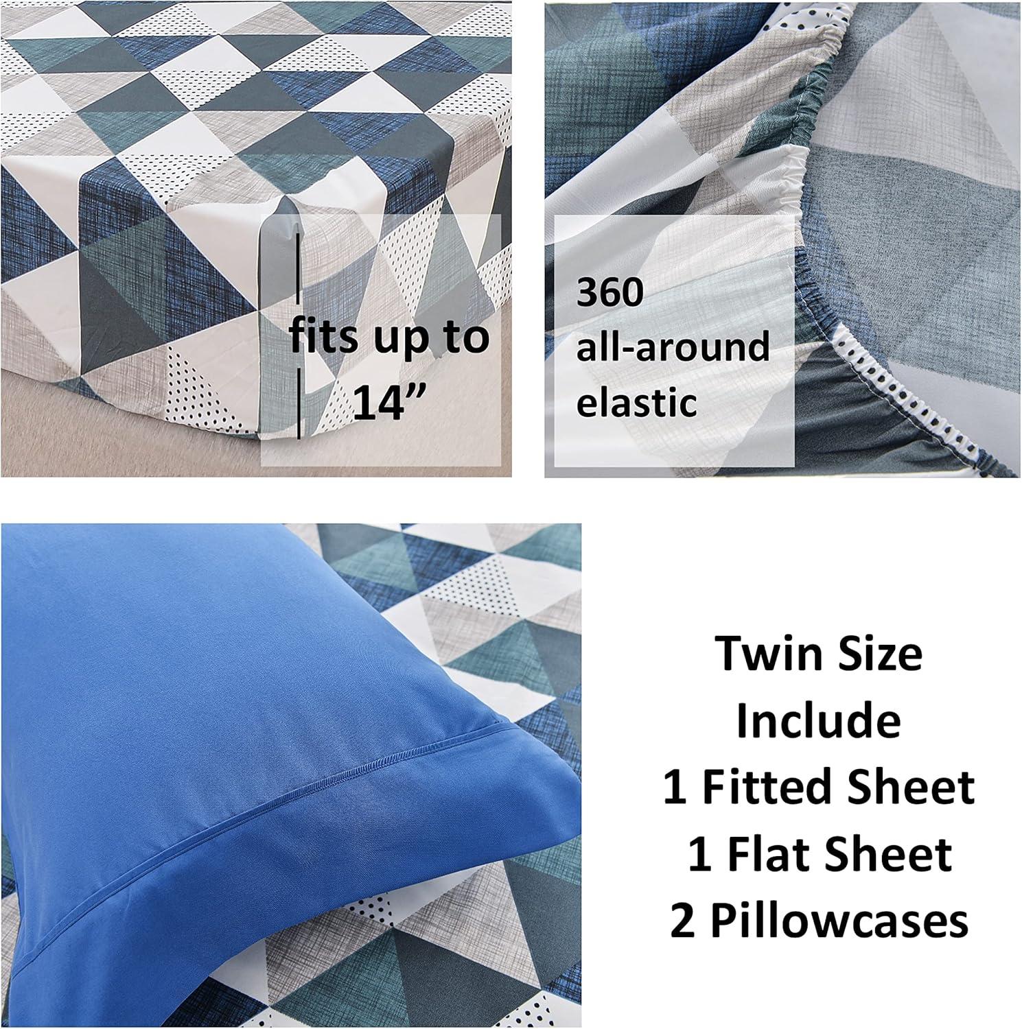 American Home Collection Ultra Soft Geometric Bed Sheet Set Twin Full Queen King