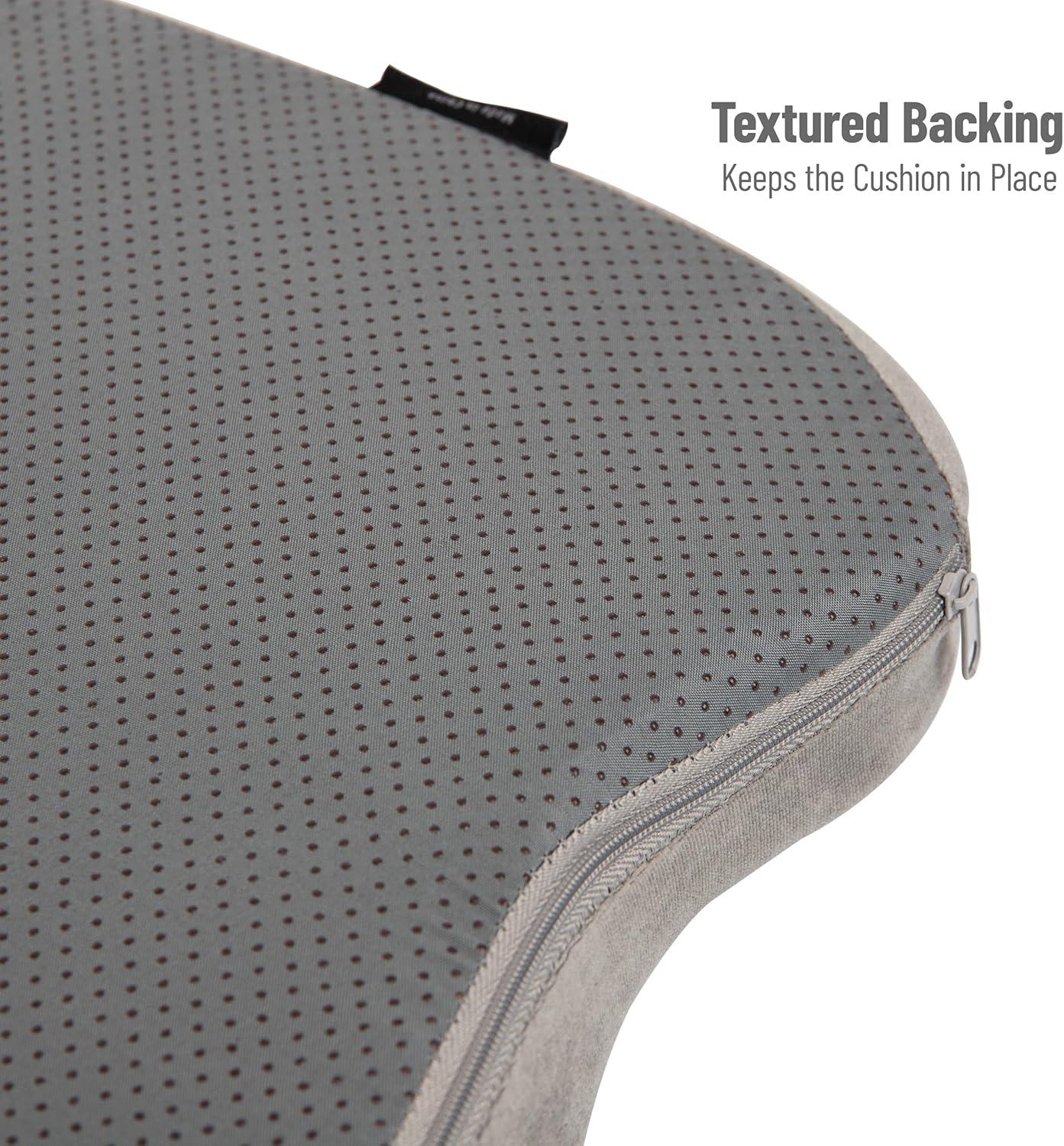 Mind Reader Seat Cushion, Cushioned Memory Foam Back Relief, Pressure Relief for Lower Back, Non-Slip Orthopedic Ergonomically Cushion, Perfect for Office, Home, Car & More, Gray