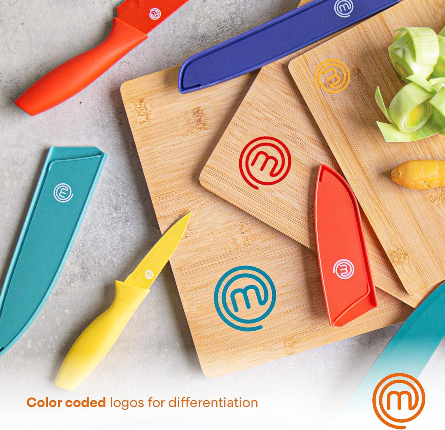 MasterChef 3pc Bamboo Cutting Board Set with Color Coding Vivid Collection