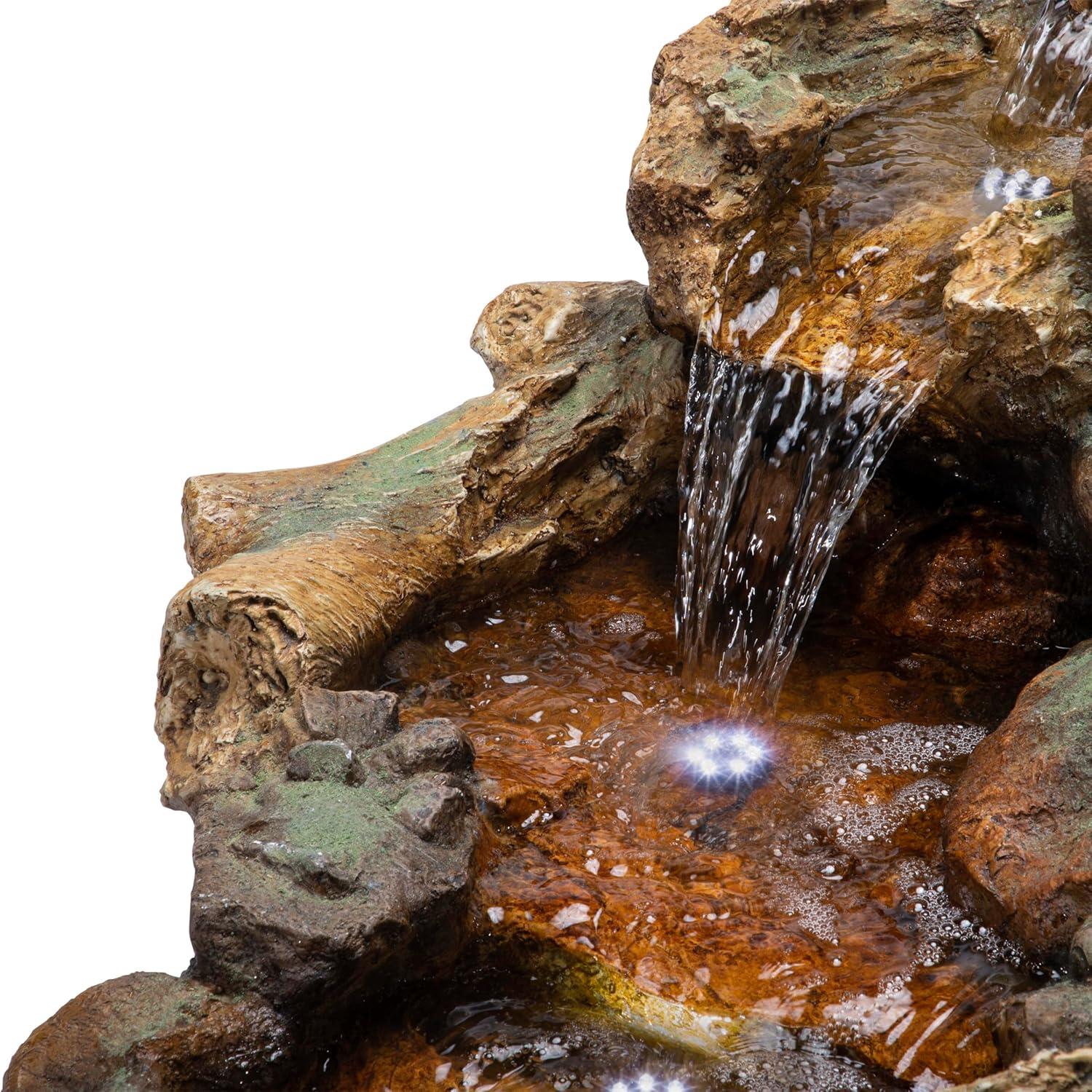 20" Cascading Stone River Fountain with LED Lights Cool White - Alpine Corporation: Indoor/Outdoor Decor, No Assembly Required