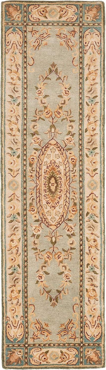 SAFAVIEH Bergama Cromwell Oriental Wool Area Rug, Light Blue/Ivory, 2' x 3'