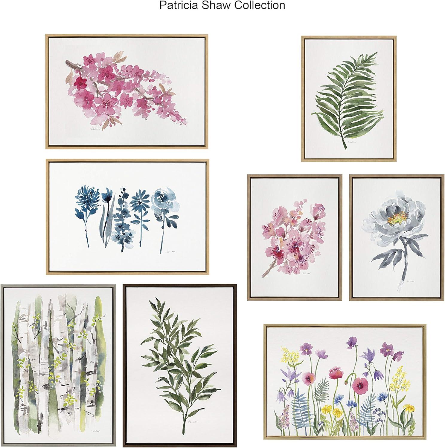 18" x 24" Sylvie Gray Bloom Framed Wall Canvas by Patricia Shaw Gold: Modern Botanical Decor - Kate & Laurel All Things Decor