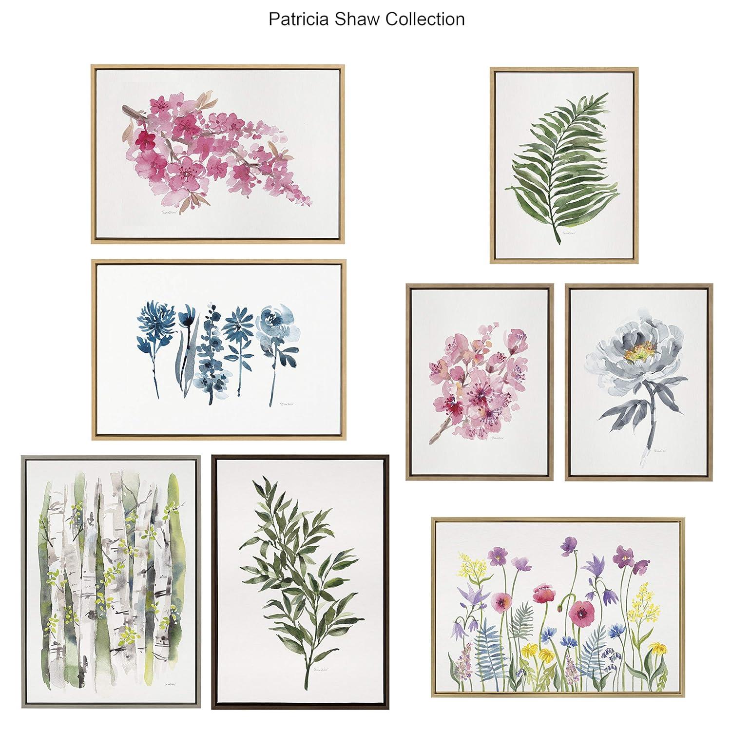 18" x 24" Sylvie Gray Bloom Framed Wall Canvas by Patricia Shaw Gold: Modern Botanical Decor - Kate & Laurel All Things Decor