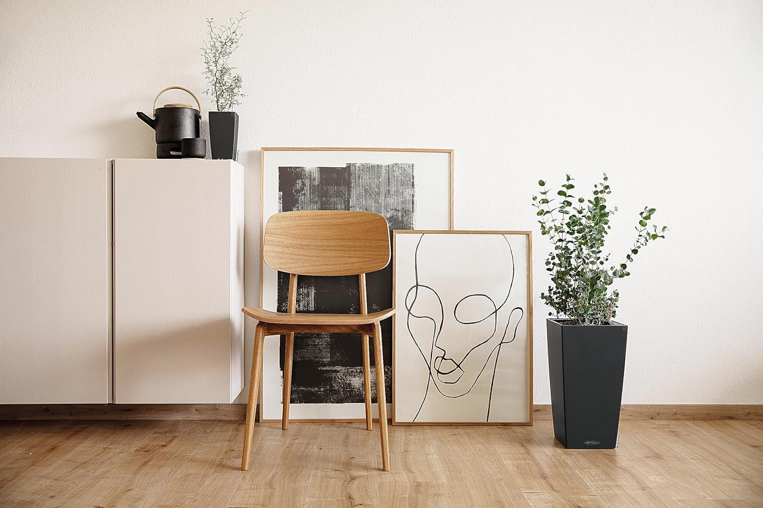 Lechuza USA 22” Gray Cubico Outdoor Planter with Water Reservoir