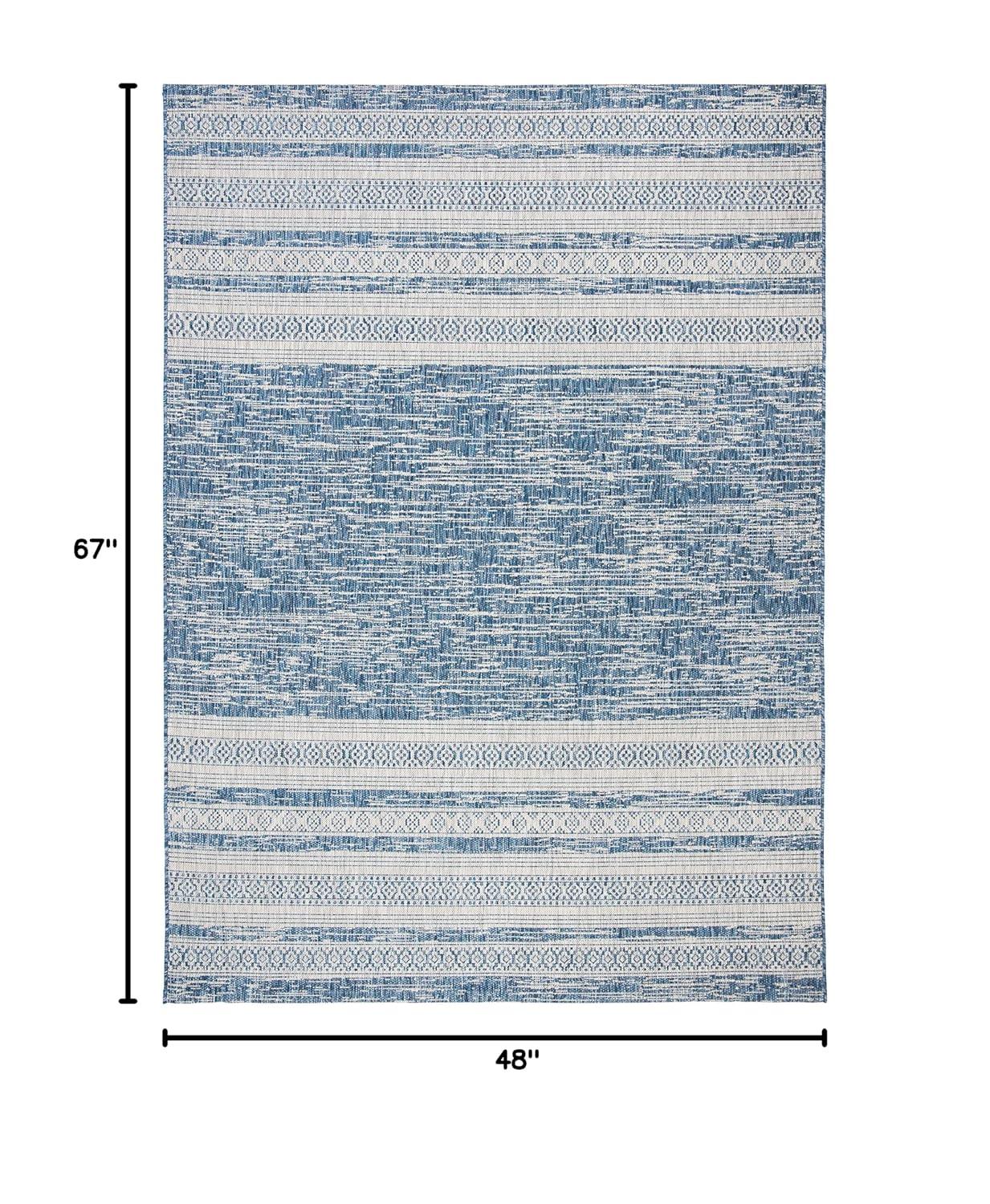 Courtyard CY8061 Power Loomed Indoor and Outdoor Area Rug - Navy/Grey - 4'x5'7" - Safavieh
