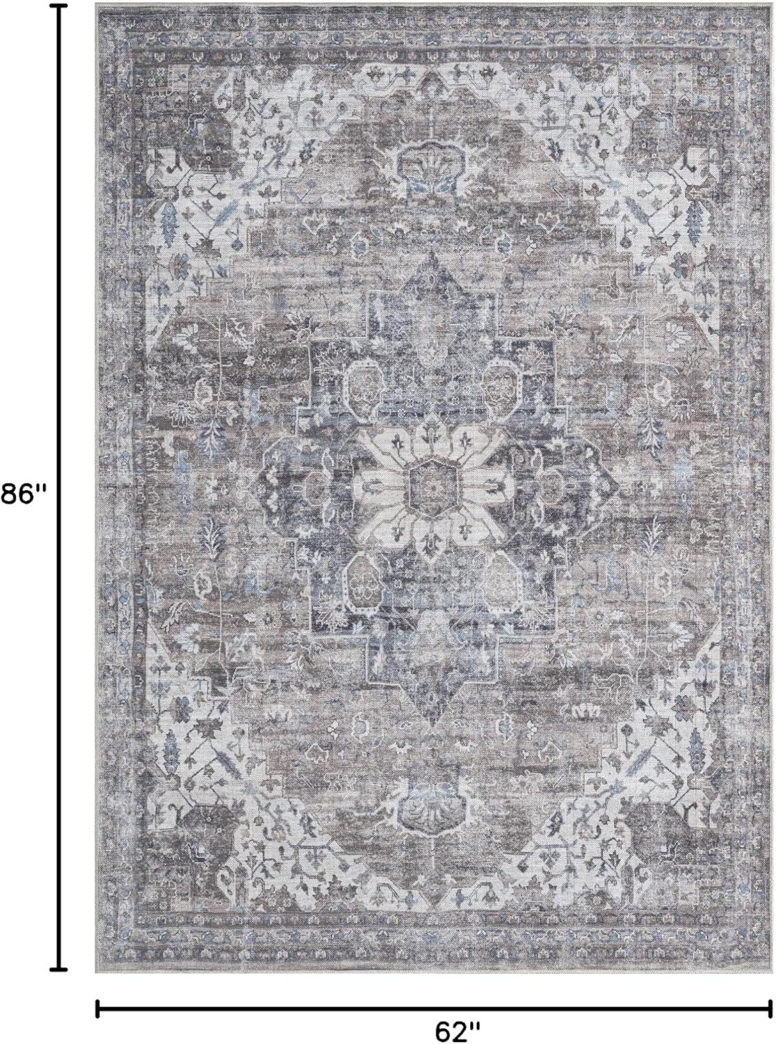 Everwash™ Callaghan Esther Bohemian Medallion Machine Washable Area Rug, Grey, 5'2"x7'2"