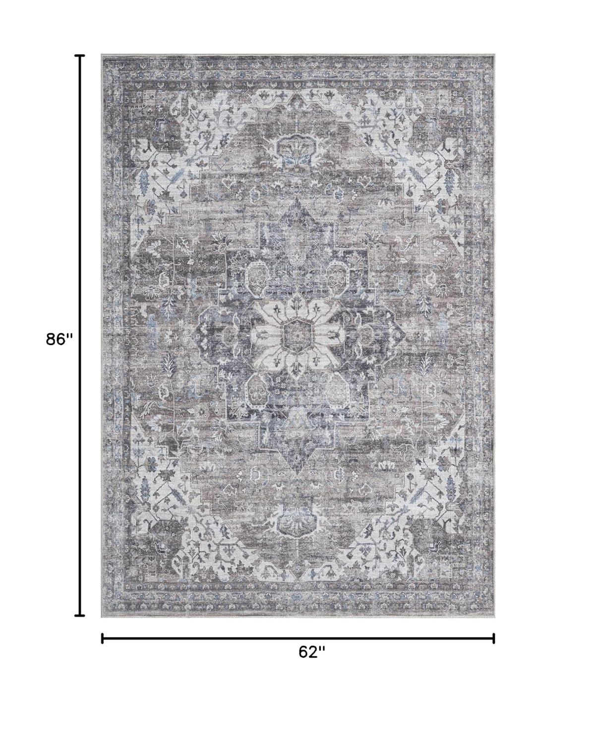 Everwash™ Callaghan Esther Bohemian Medallion Machine Washable Area Rug, Grey, 5'2"x7'2"