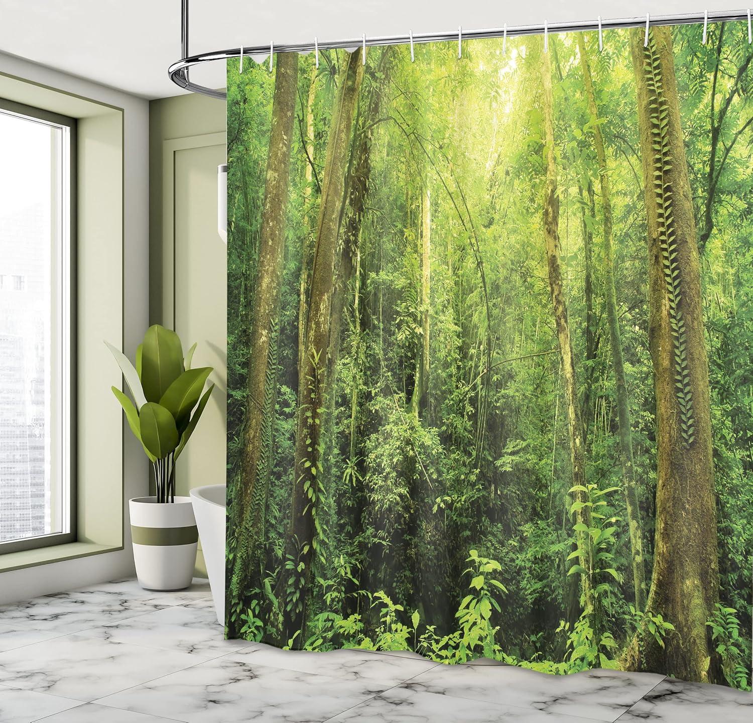 Ambesonne Tropical Shower Curtain, Rainforest Landscape, 69"Wx70"L, Green