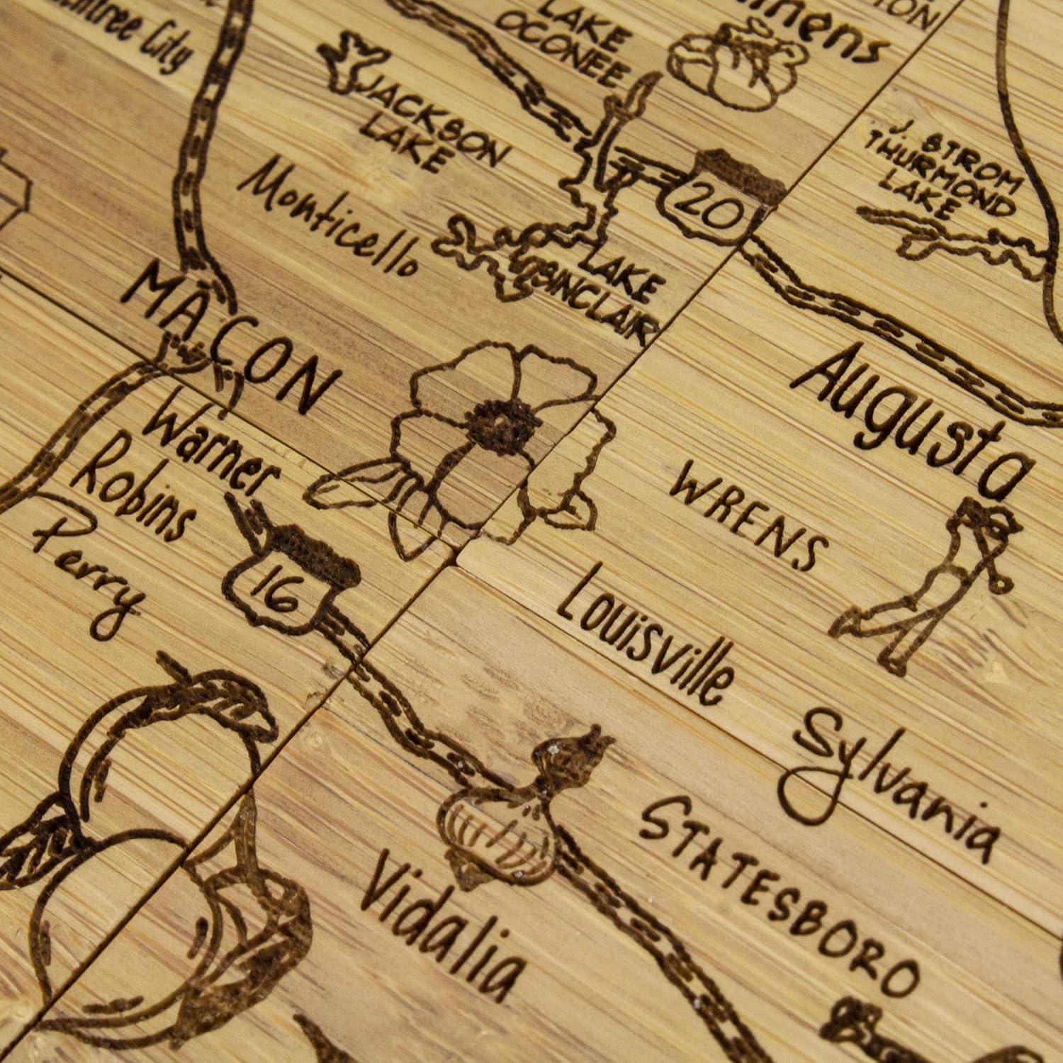 Georgia State Bamboo Puzzle Coaster Set with Case