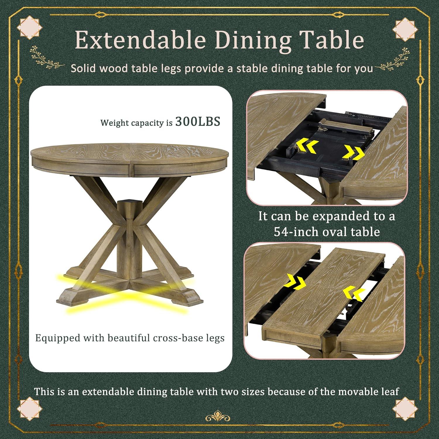 CoSoTower Retro Functional Extendable Dining Table with A 12" Leaf for Dining Room and Living Room (Natural Wood Wash)