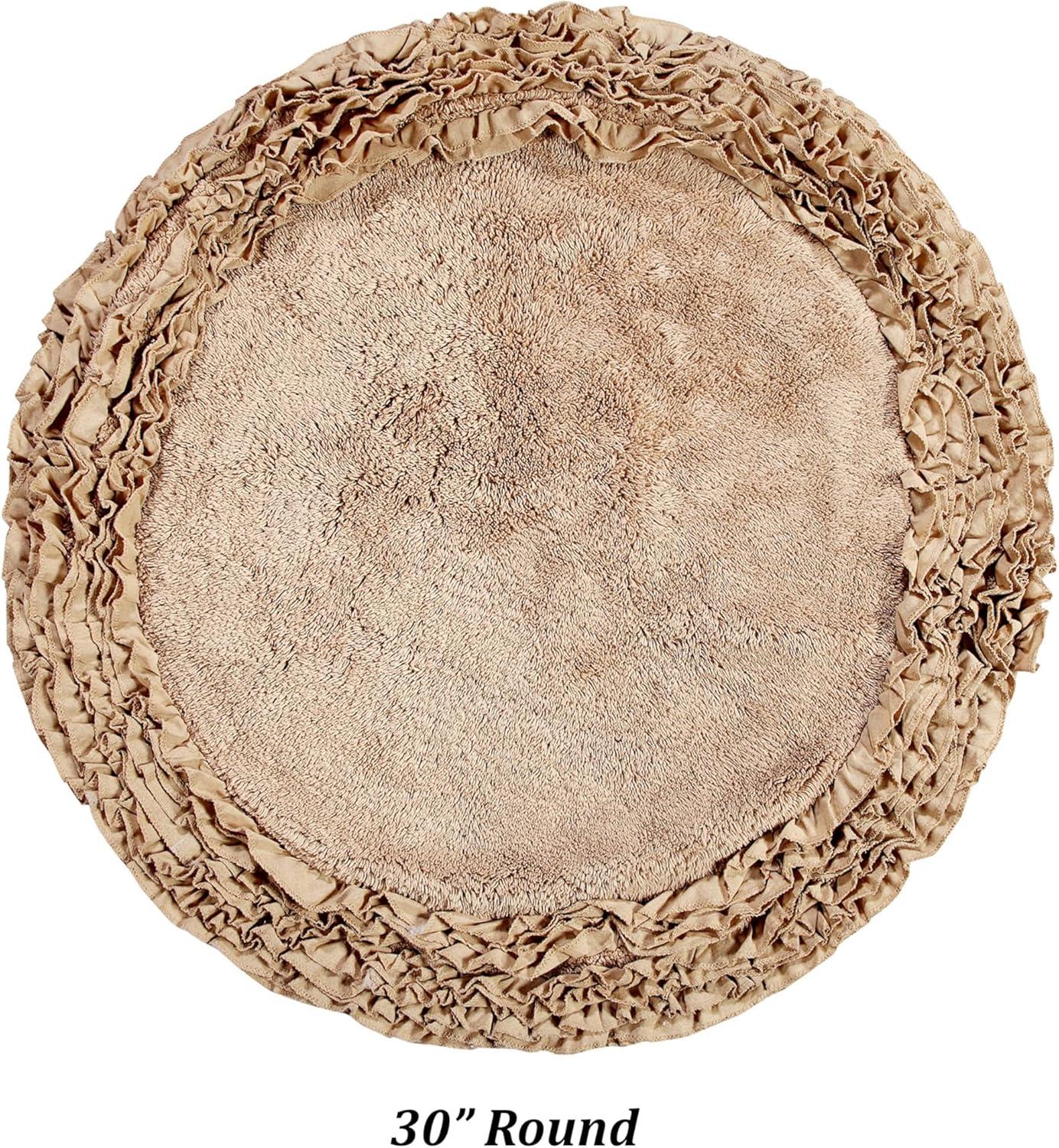 Better Trends 30'' x 30'' Round Shape Bathroom Rug with Non Slip Backing 100% Cotton Water Absorbent, Machine Washable, (Beige) Shaggy Border Collection