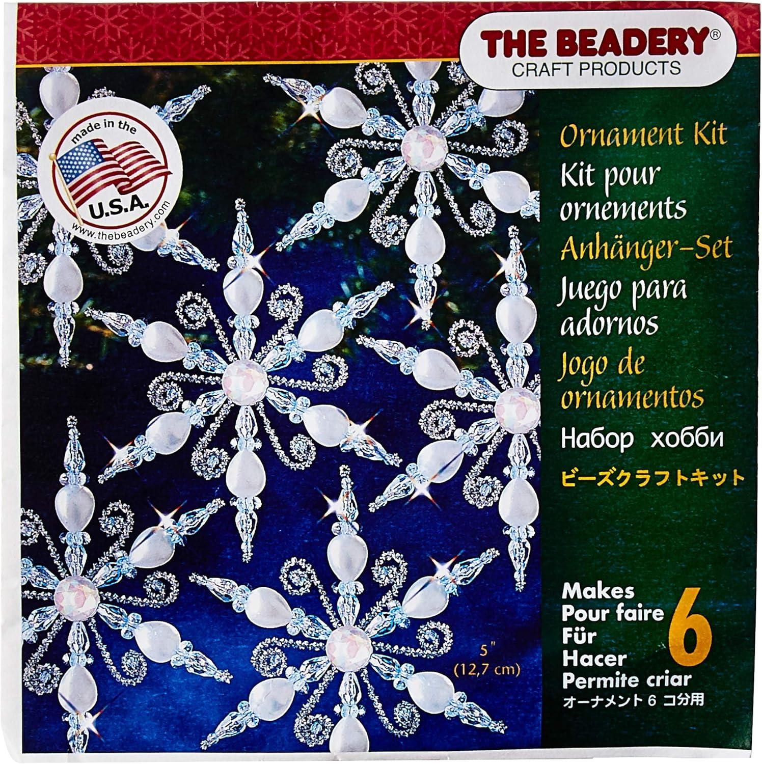 1 Box 6 Pack Glass Beaded Snowflake Ornaments Crystal Snowflakes Decorations Wire Frame Blue White Snowflake Bead Christmas Ornament Craft Decoration