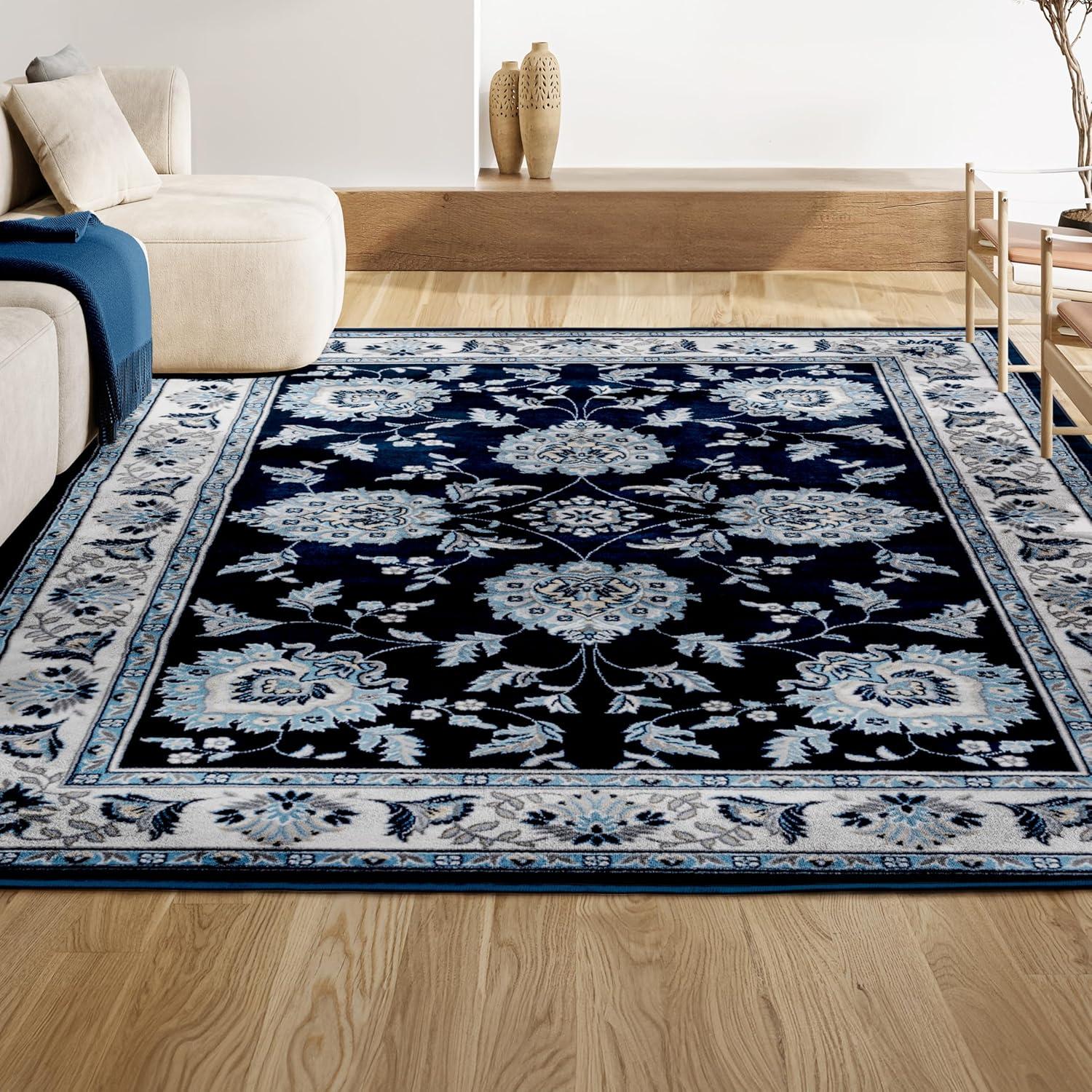 3'x5' Cherie French Cottage Area Rug, Navy/Ivory - JONATHAN Y
